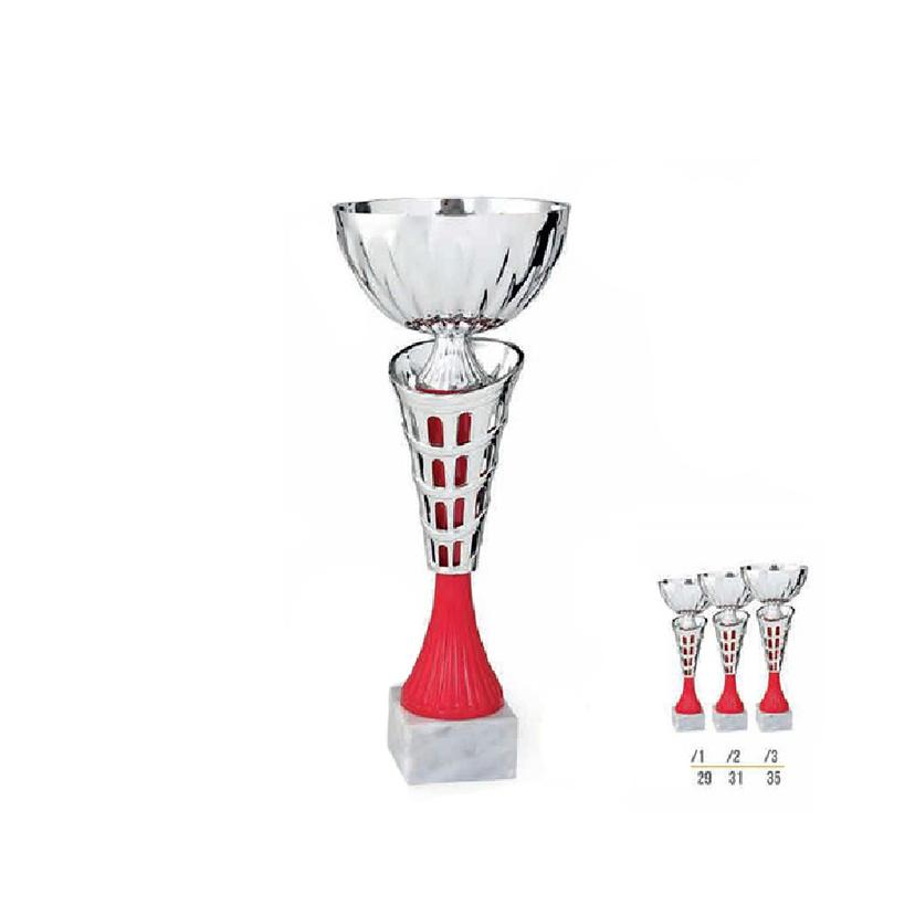Športový pohár strieborno červený  - E130/1