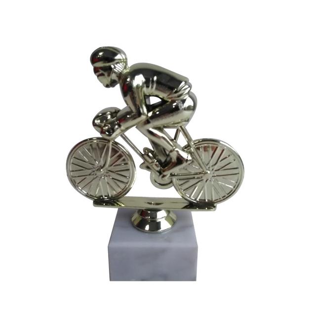 Figúrka cyklistu zlatá 16 cm - E536